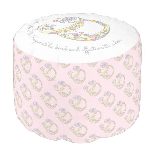 Monogram D Destiny or your name meaning pouf