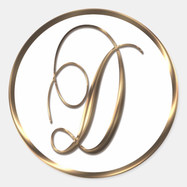 Monogram D Faux Bronze Classic Round Sticker (Front)