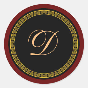 Monogram "D" gold-coloured script Classic Round Sticker