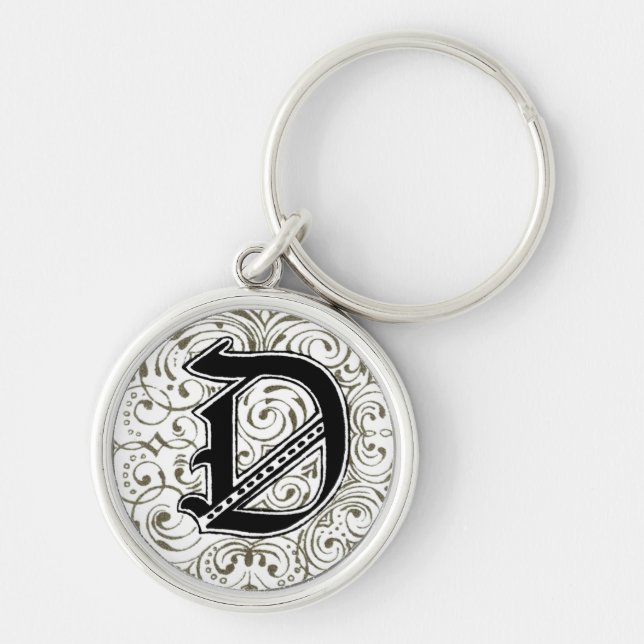 Monogram ‘D’ in Grey Keychain (Front)