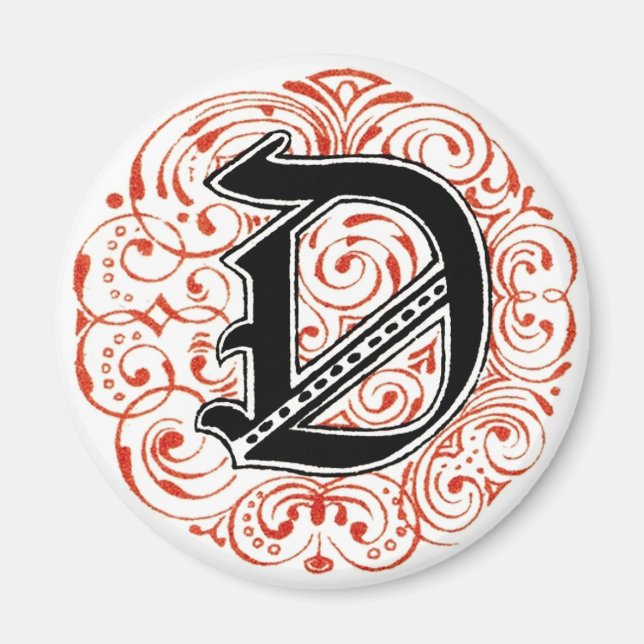 Monogram ‘D’ in Red - Magnet (Front)
