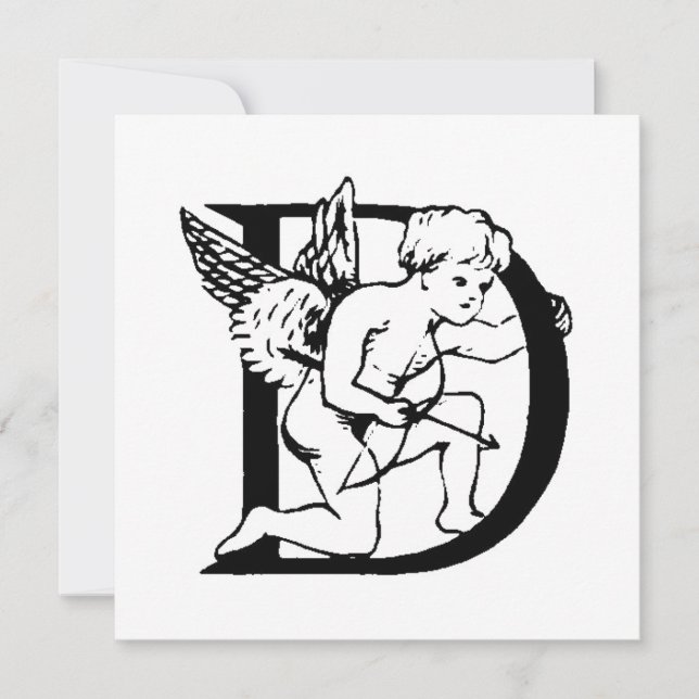 Monogram D Initial Black and White Cupid Pattern (Front)