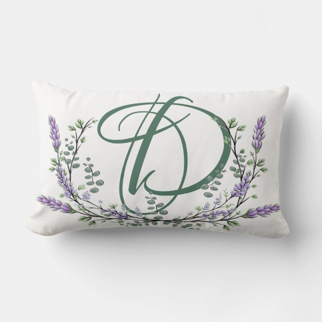 Monogram D Lavender Eucalyptus Lumbar Pillow (Front)