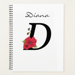 Monogram D, letter D, flowers, monogram, monogram Planner
