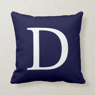 Monogram D On Navy Blue Throw Pillow