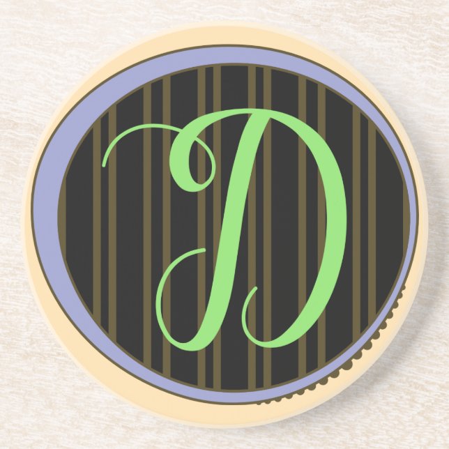 Monogram D Sandstone Coaster (Front)