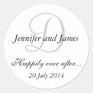 Monogram D Stickers for Wedding Favours