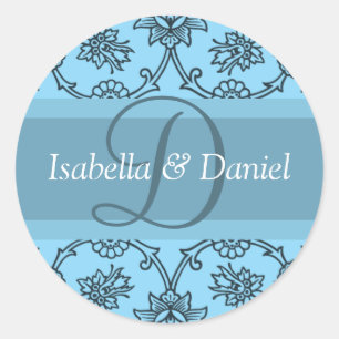 Monogram D Wedding Envelope Seal Stickers