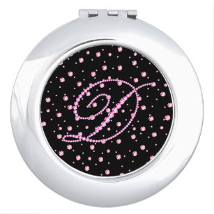 Monogram D With Pink Diamond Studs Print Mirror For Makeup
