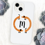 Monogram Dachshund Sausage Dog Case-Mate iPhone 14 Case<br><div class="desc">Cute and funny dachshund,  sausage dogs or wiener dogs in perpetual motion.  Original art by Nic Squirrell.

Customize by changing or removing the initial.</div>