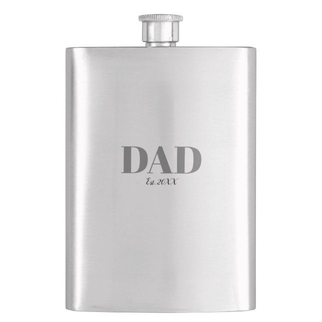 Monogram Dad Est Modern Simple Hip Flask (Front)