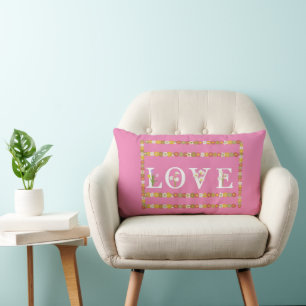Monogram Daisy Floral Love Lumbar Pillow