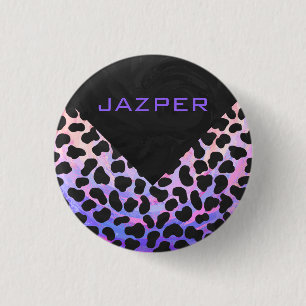 Monogram Dalmatian Black and Pink 1 Inch Round Button