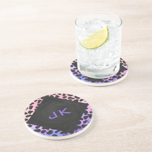 Monogram Dalmatian Black and Pink Coaster