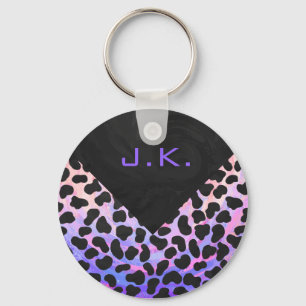 Monogram Dalmatian Black and Pink Keychain