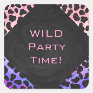 Monogram Dalmatian Black and Pink Square Sticker