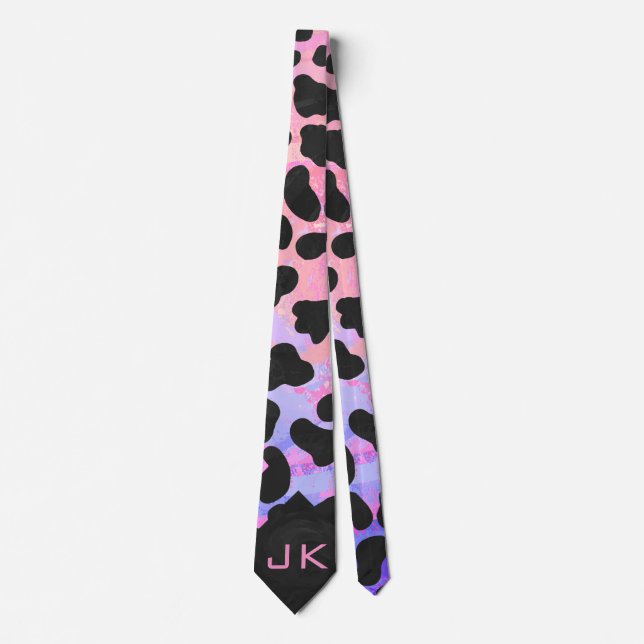 Monogram Dalmatian Black and Pink Tie (Front)