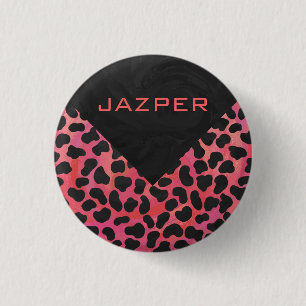 Monogram Dalmatian Black and Red 1 Inch Round Button