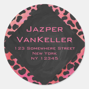 Monogram Dalmatian Black and Red Classic Round Sticker