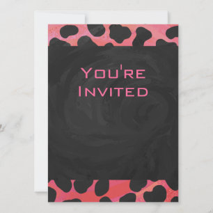 Monogram Dalmatian Black and Red Invitation