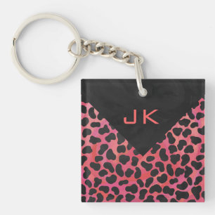 Monogram Dalmatian Black and Red Keychain