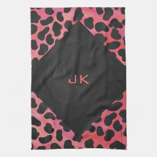 Monogram Dalmatian Black and Red Kitchen Towel