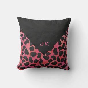 Monogram Dalmatian Black and Red Throw Pillow