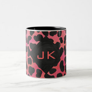Monogram Dalmatian Black and Red Two-Tone Coffee Mug