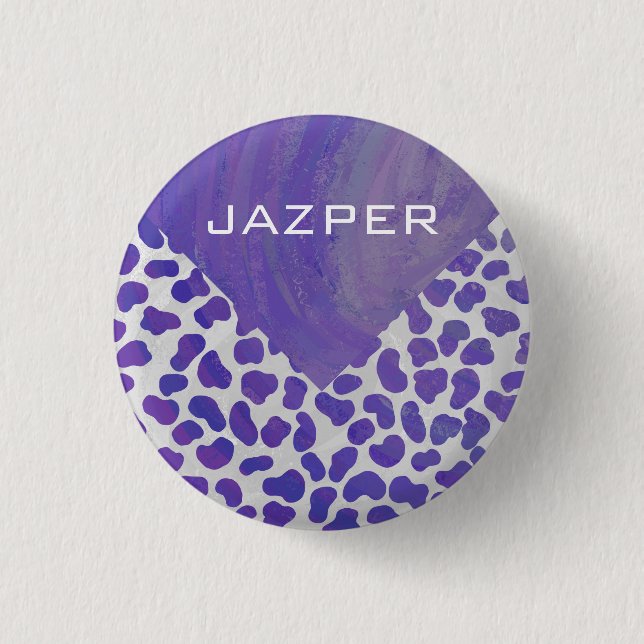 Monogram Dalmatian Purple and White Print 1 Inch Round Button (Front)