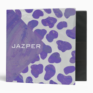Monogram Dalmatian Purple and White Print Binder