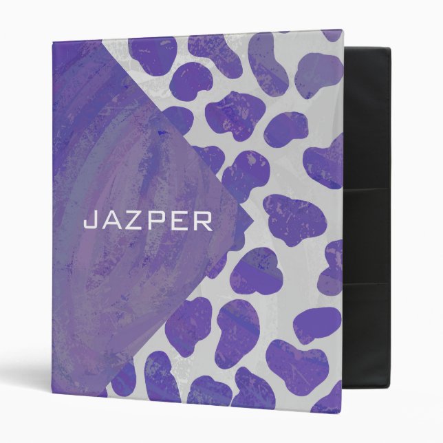 Monogram Dalmatian Purple and White Print Binder (Front/Inside)
