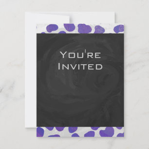 Monogram Dalmatian Purple and White Print Invitation