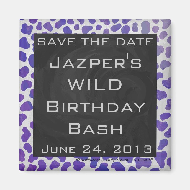 Monogram Dalmatian Purple and White Print Magnet (Front)