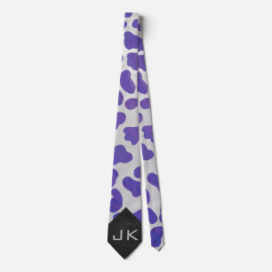 Monogram Dalmatian Purple and White Print Tie