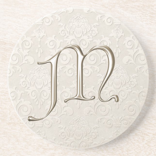 Monogram Damask coasters - letter M (Front)
