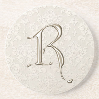 Monogram Damask coasters - letter R