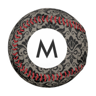 Monogram Damask Pattern 2 Baseball