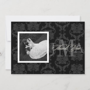 Monogram Damask Thank you cards, Flat