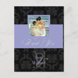 Monogram Damask, Thank You Photo postcards, Postcard