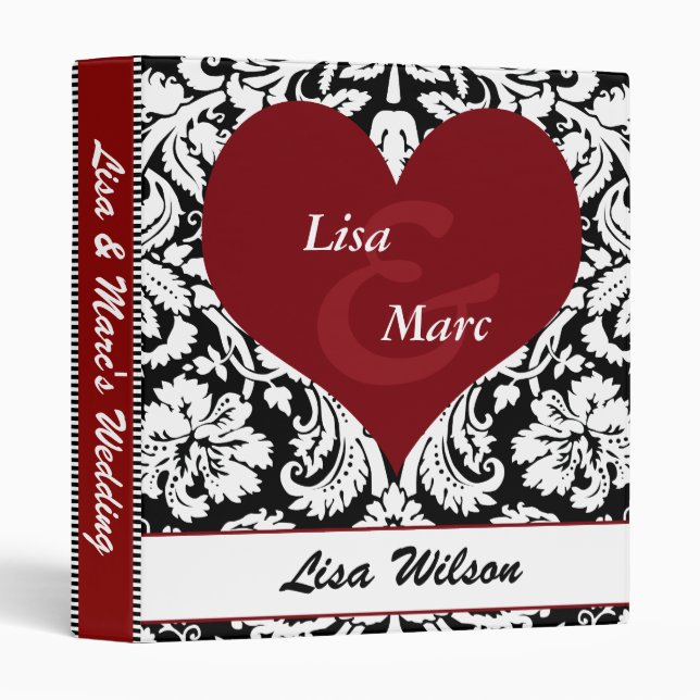 monogram damask wedding binder (Front/Spine)