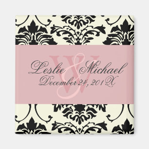 Monogram Damask Wedding, Magnets