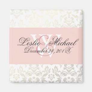 Monogram Damask Wedding, Magnets