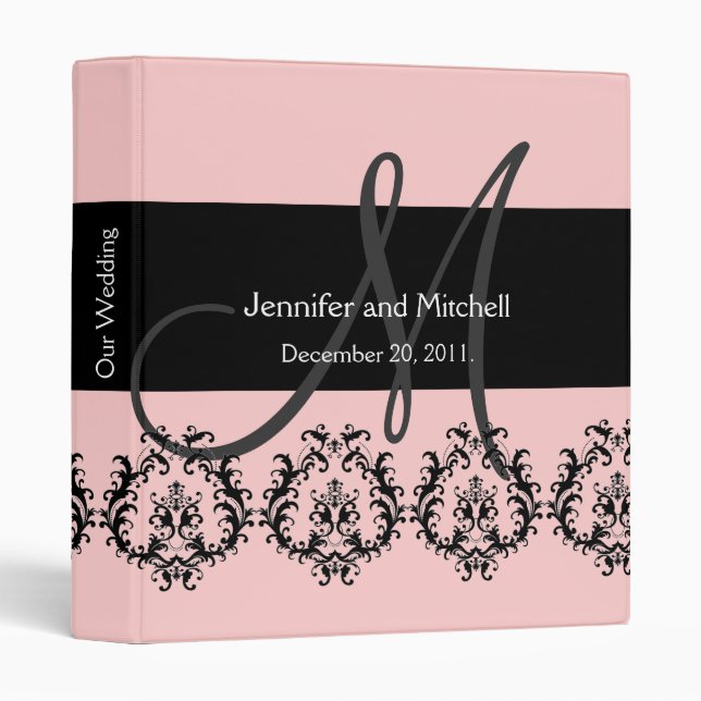 Monogram Damask Wedding Planner Photo Binder (Front/Spine)