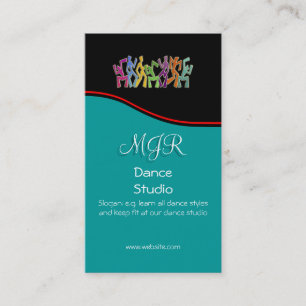 Monogram, Dance Studio, red swoosh Business Card