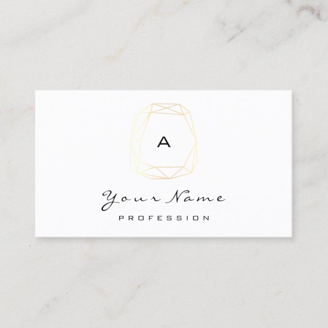 Monogram Dandelion Diamond White Gold Blogger Appointment Card (Front)