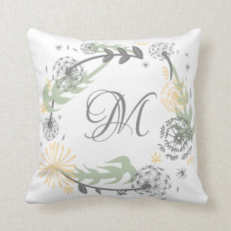Monogram Dandelion Wreath Pillow (may customize)
