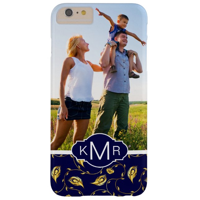 Monogram | Dark Blue Peacock Pattern Case-Mate iPhone Case (Back)