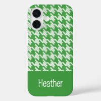 Monogram dark green and white houndstooth pattern 