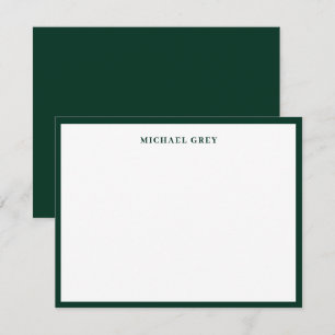Monogram Dark Green Elegant Border Card