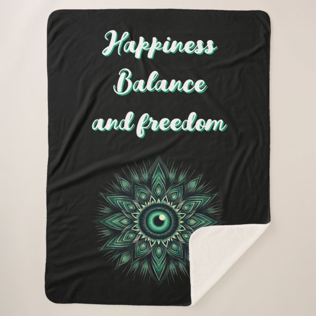 Monogram Dark Green Evil Eye Symbol on black | Sherpa Blanket (Front)